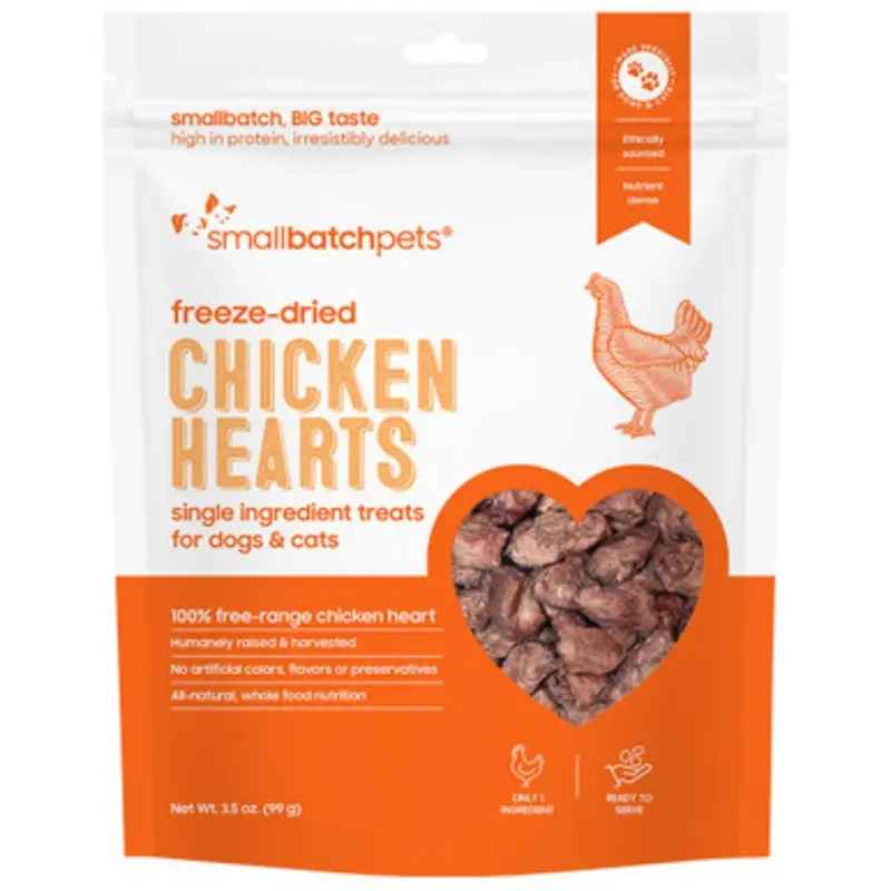 Smallbatch Freeze-Dried Chicken Hearts Dog & Cat Treats 3.5 oz