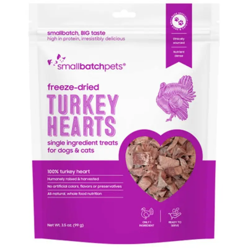 Smallbatch Freeze-Dried Turkey Hearts Dog & Cat Treats 3.5 oz