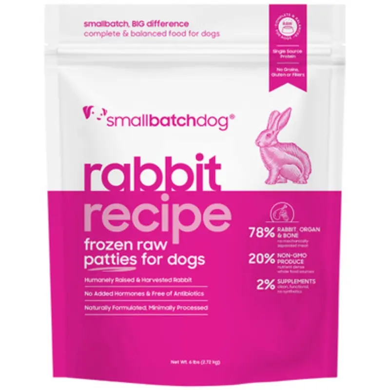 Smallbatch Rabbit Recipe Patties Raw Frozen Dog Food 6 lb
