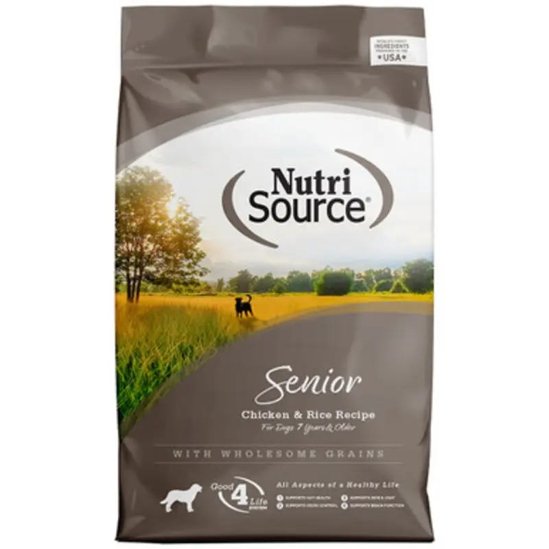 NutriSource Senior Chicken & Rice Recipe w/ Wholesome Grains Dry Dog Food 12 lb