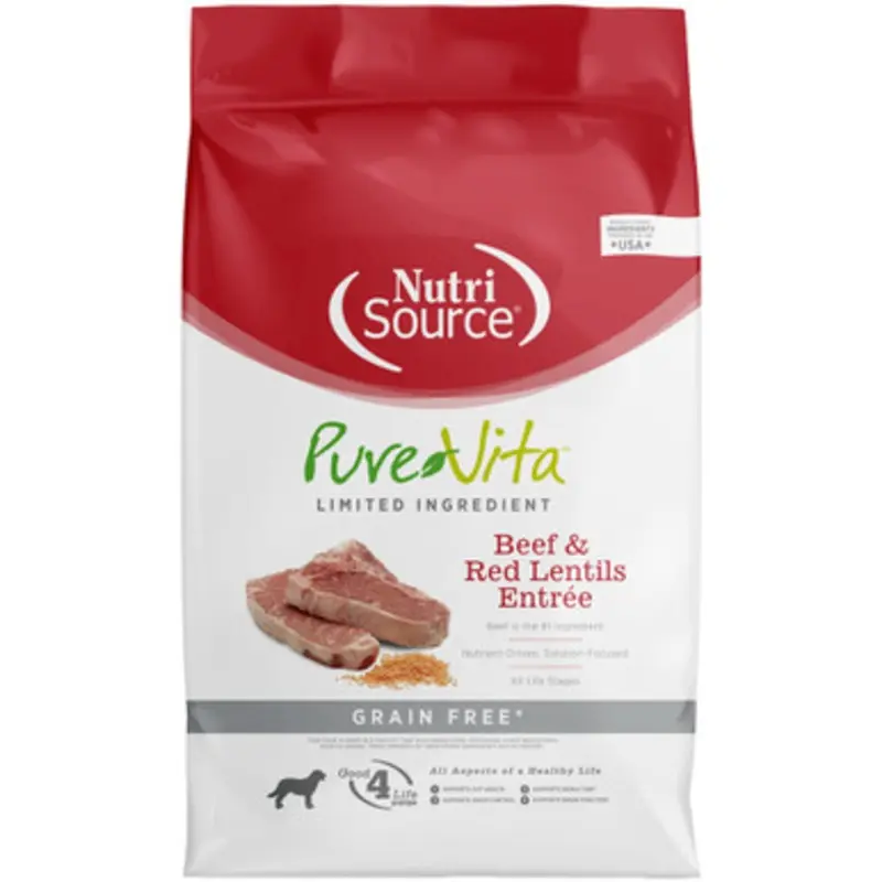 PureVita Limited Ingredient Beef & Red Lentils Entre Grain Free Dry Dog Food 4 lb