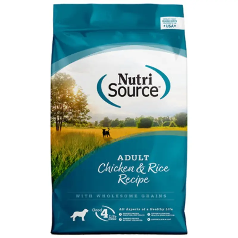 NutriSource Adult Chicken & Rice Recipe w/ Wholesome Grains Dry Dog Food 4 lb