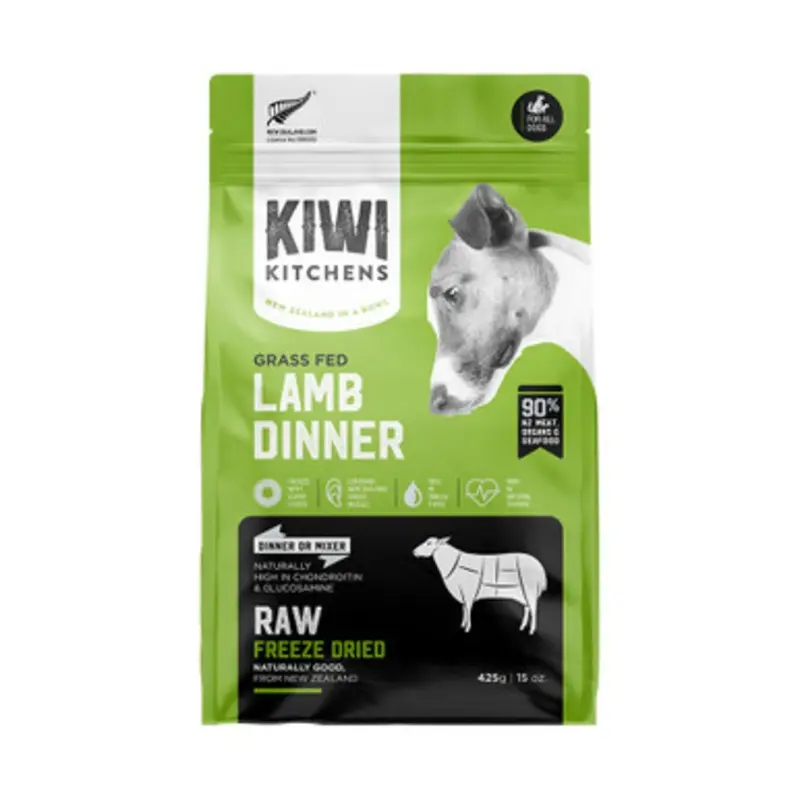 Kiwi Kitchens Grass Fed Lamb Dinner Raw Freeze Dried Dog Food 15 oz