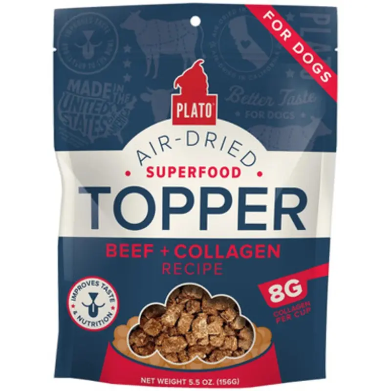 Plato Beef + Collagen Recipe Air-Dried Dog Food Topper 5.5 oz