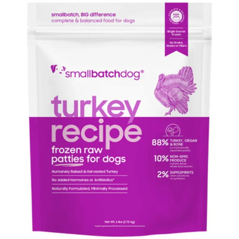 Smallbatch Turkey Recipe Patties Raw Frozen Dog Food 6 lb