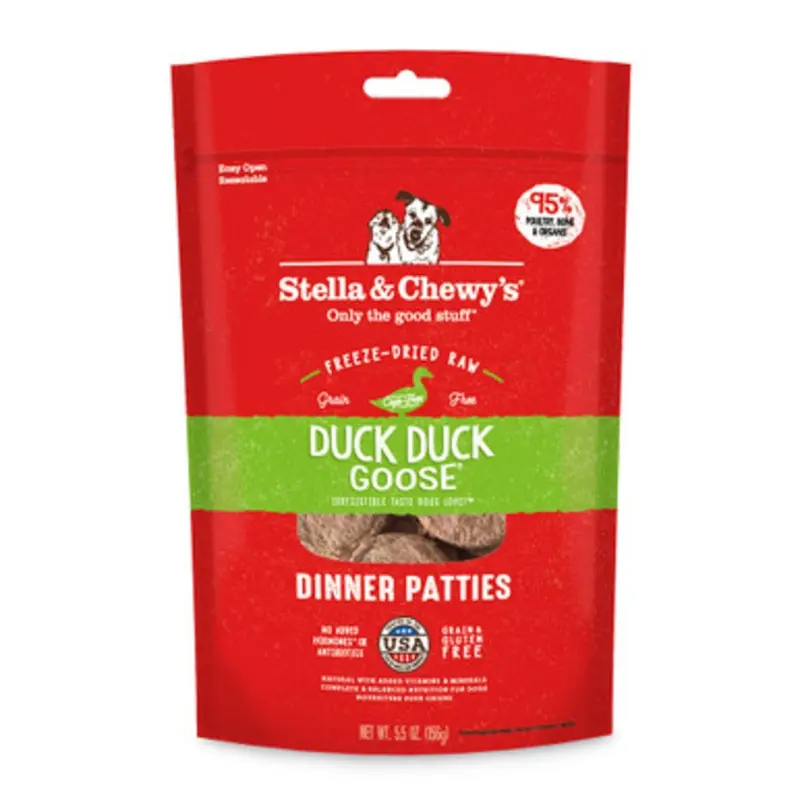 Stella & Chewy's Duck Duck Goose Patties Freeze-Dried Raw Dog Food 14 oz