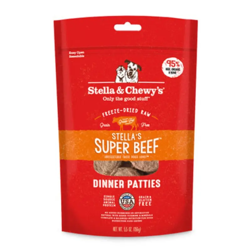 Stella & Chewy's Super Beef Dinner Patties Freeze-Dried Raw Dog Food 14 oz