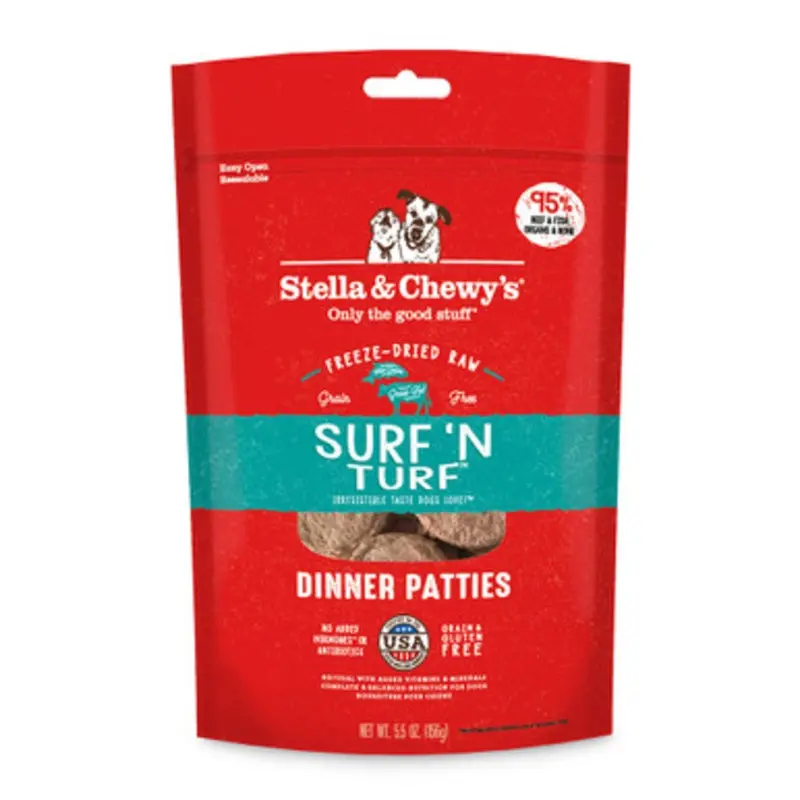 Stella & Chewy's Surf 'N Turf Dinner Patties Freeze-Dried Raw Dog Food 14 oz