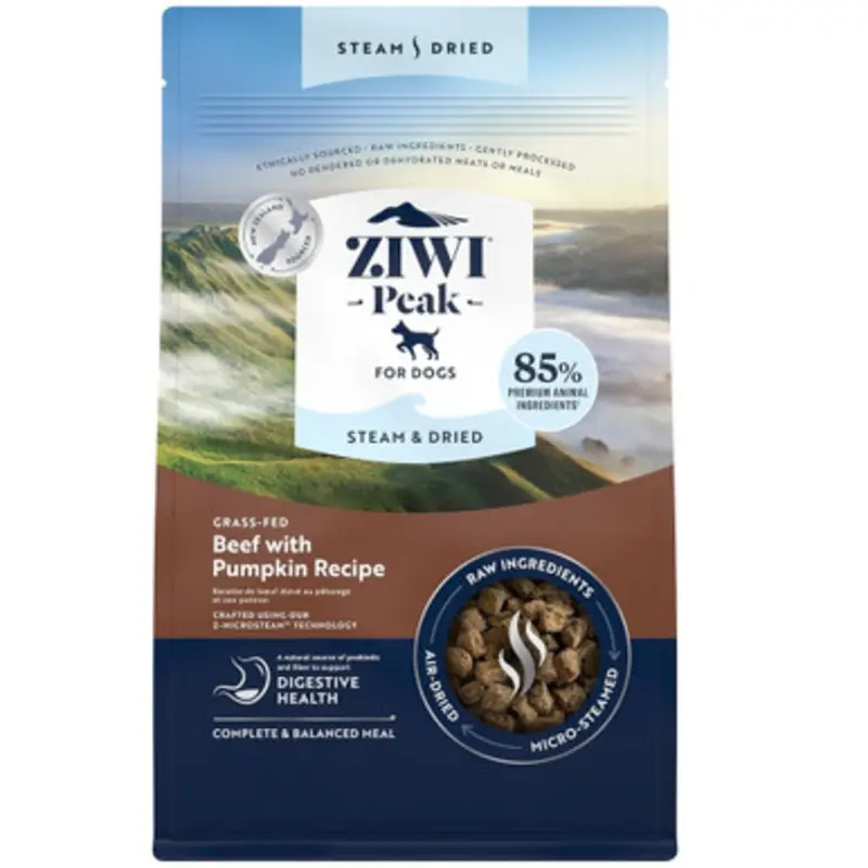 ZIWI Peak Steam & Dried Grass-Feed Beef w/ Pumpkin Recipe Air-Dried Dog Food 1.8 lb