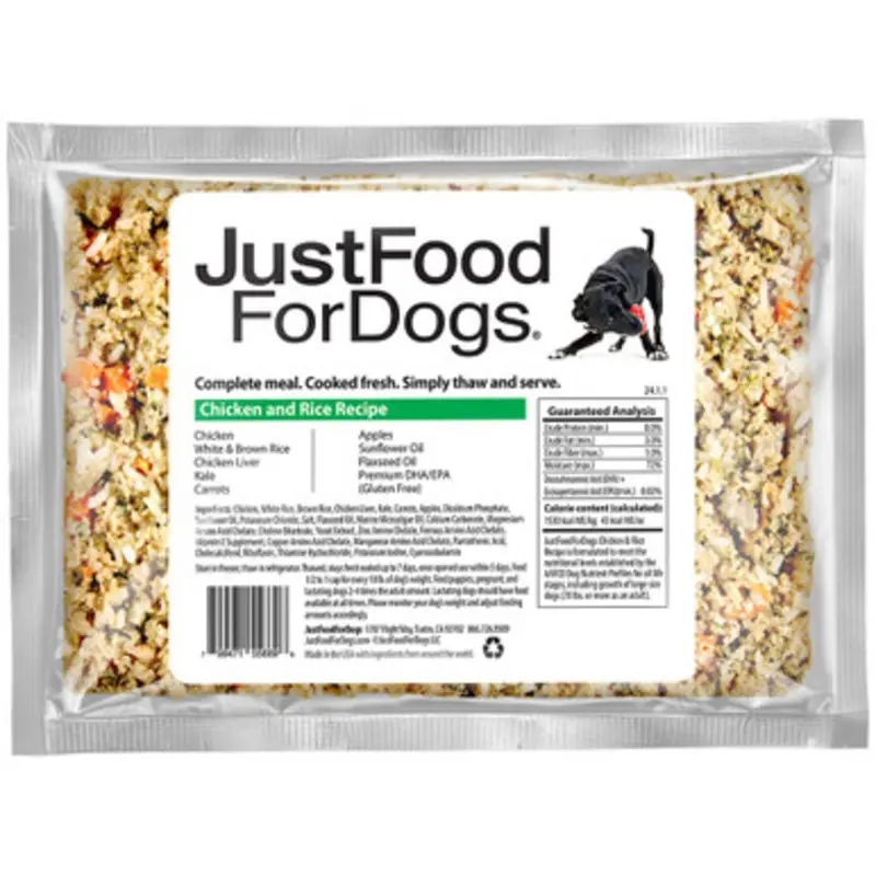 JustFoodForDogs Chicken & Rice Recipe Frozen Cooked Dog Food 18 oz