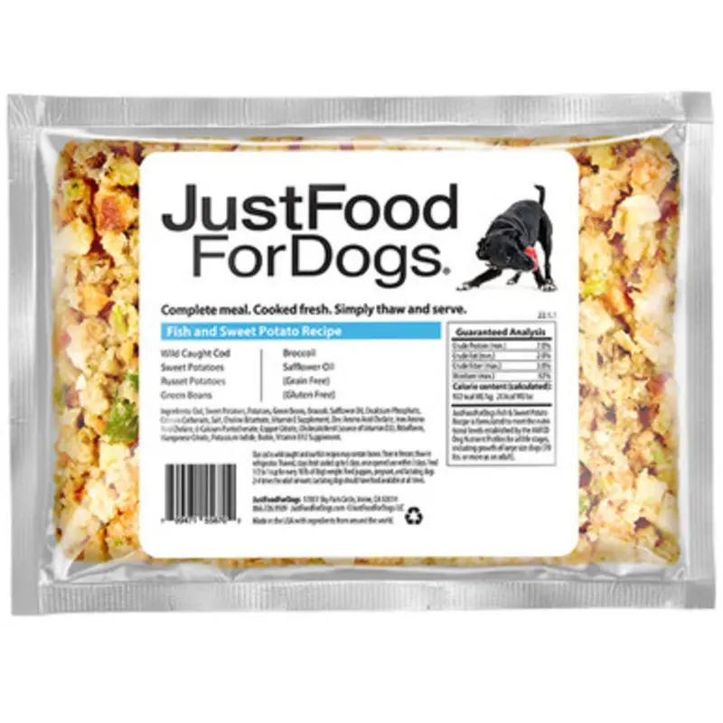 JustFoodForDogs Fish & Sweet Potato Recipe Frozen Cooked Dog Food 18 oz