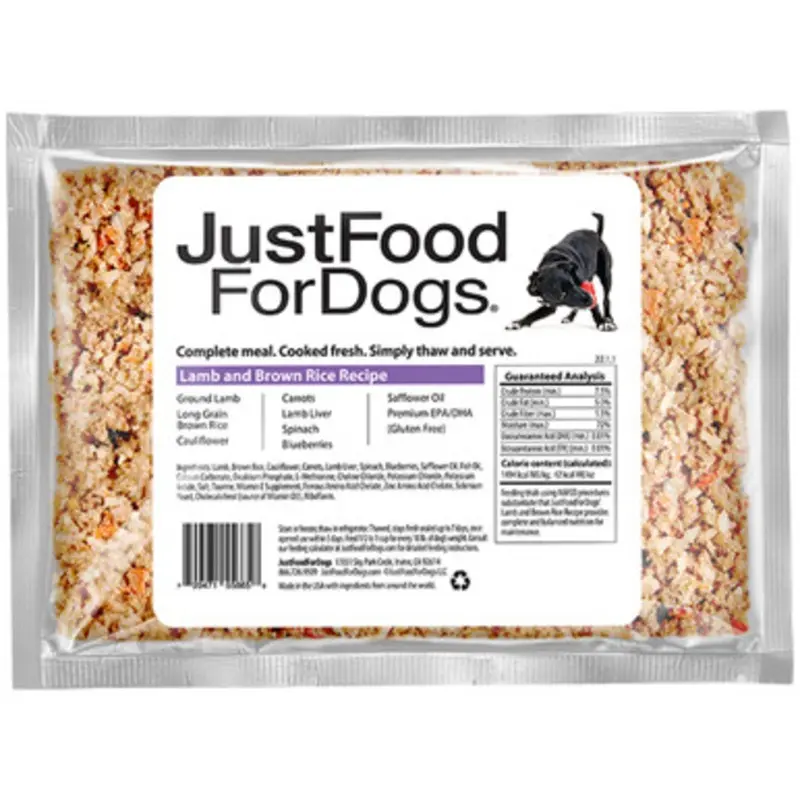 JustFoodForDogs Lamb & Brown Rice Recipe Frozen Cooked Dog Food 18 oz