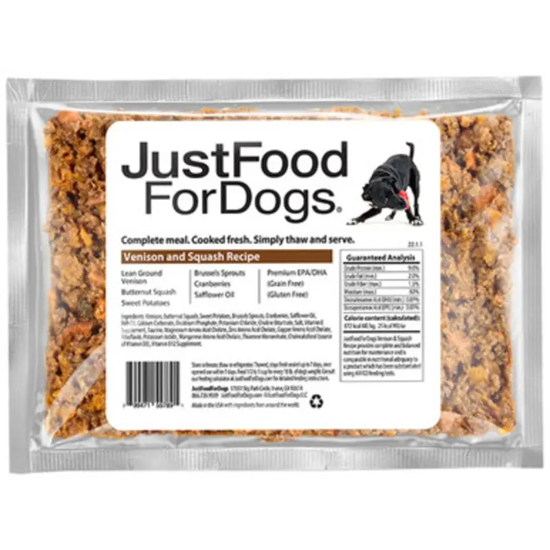 JustFoodForDogs Venison & Squash Recipe Frozen Cooked Dog Food 18 oz