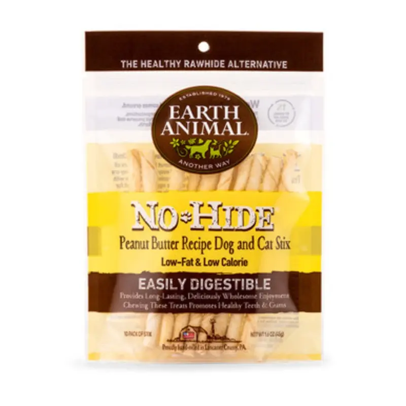 Earth Animal No-Hide Peanut Butter Stix Dog & Cat Chew Treats X-Small - 10 pk