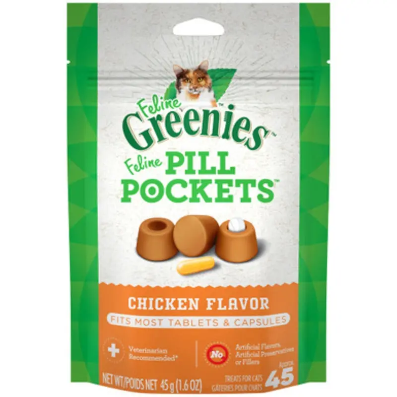 Feline Greenies Pill Pockets Chicken Flavor Soft Cat Treats 1.6 oz
