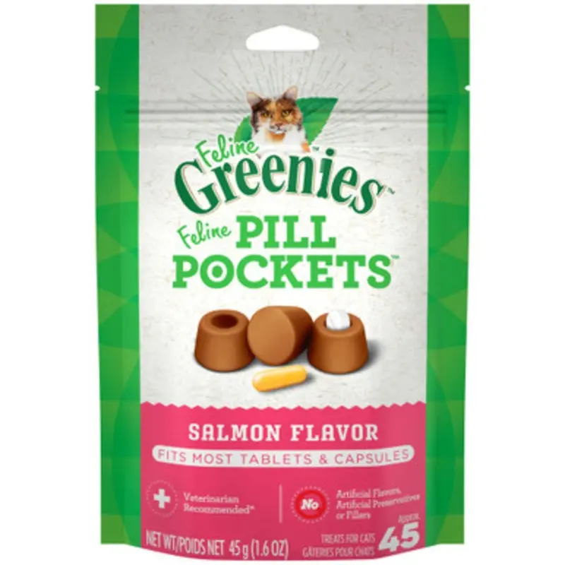 Feline Greenies Pill Pockets Salmon Flavor Soft Cat Treats 1.6 oz