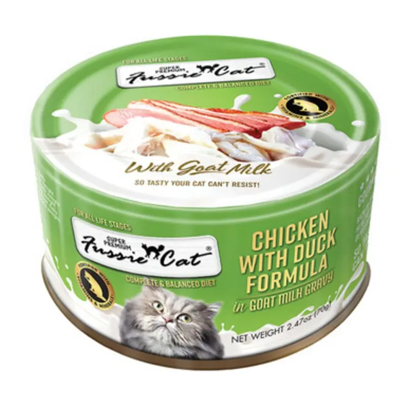 Fussie Cat Super Premium Chicken w/ Duck Formula in Goat Milk Canned Cat Food 2.47 oz