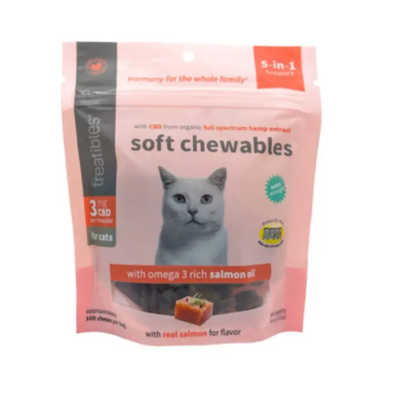 Treatibles Extra Strength with Salmon Oil 3 mg CBD Soft Cat Chews 100 ct