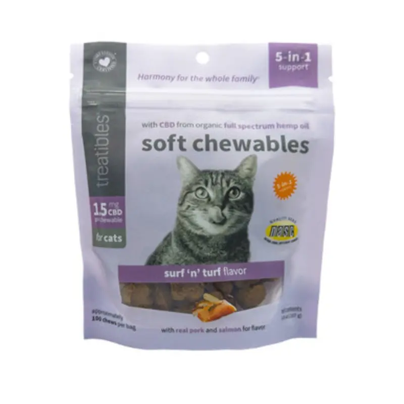 Treatibles Surf n Turf Flavor 1.5 mg CBD Soft Cat Chews 100 ct