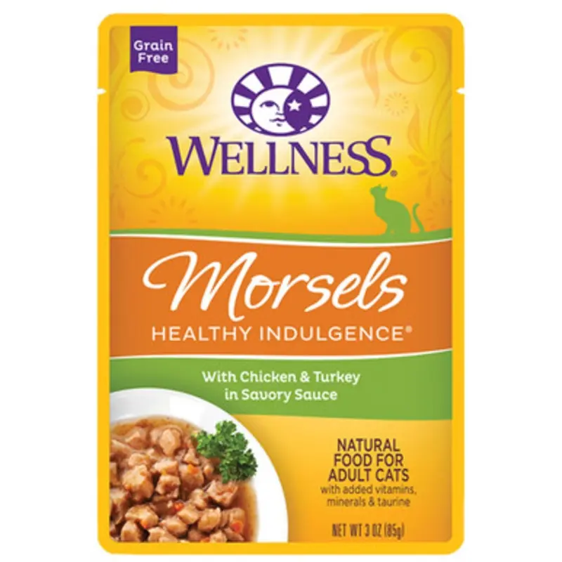 Wellness Morsels w/ Chicken & Turkey in Savory Sauce Adult Wet Cat Food 3 oz