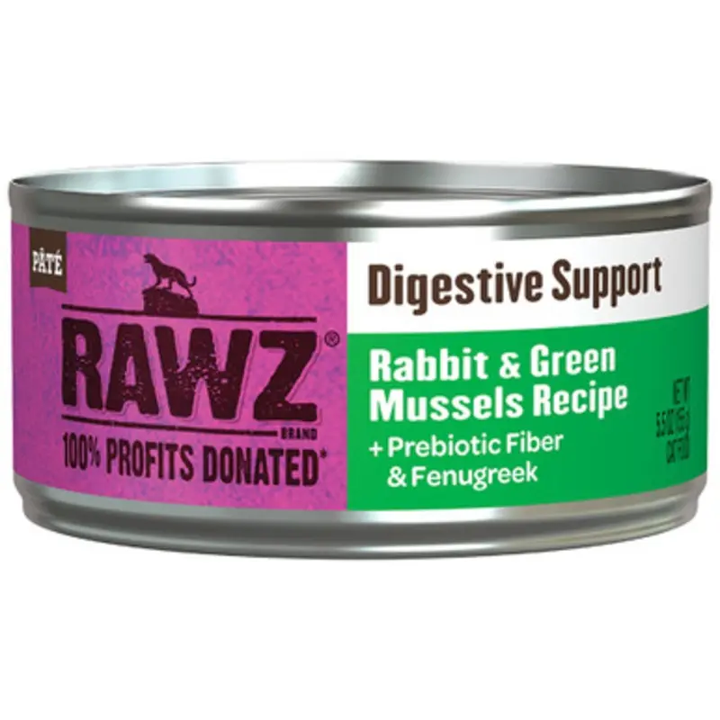 RAWZ Digestive Support Rabbit & Green Mussels Recipe Canned Cat Food 5.5 oz