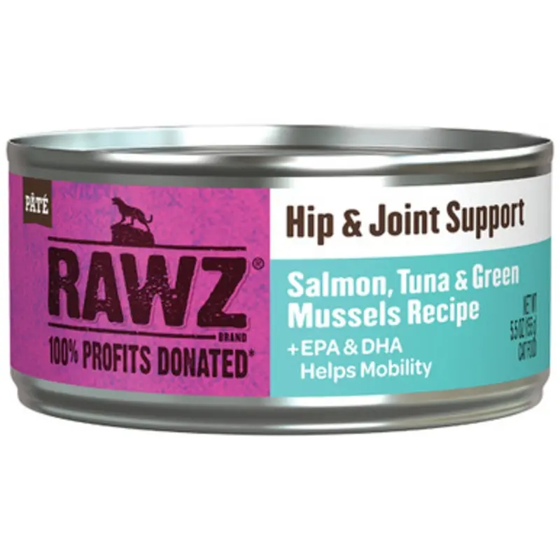 RAWZ Hip & Joint Support Salmon, Tuna & Green Mussels Recipe Canned Cat Food 5.5 oz