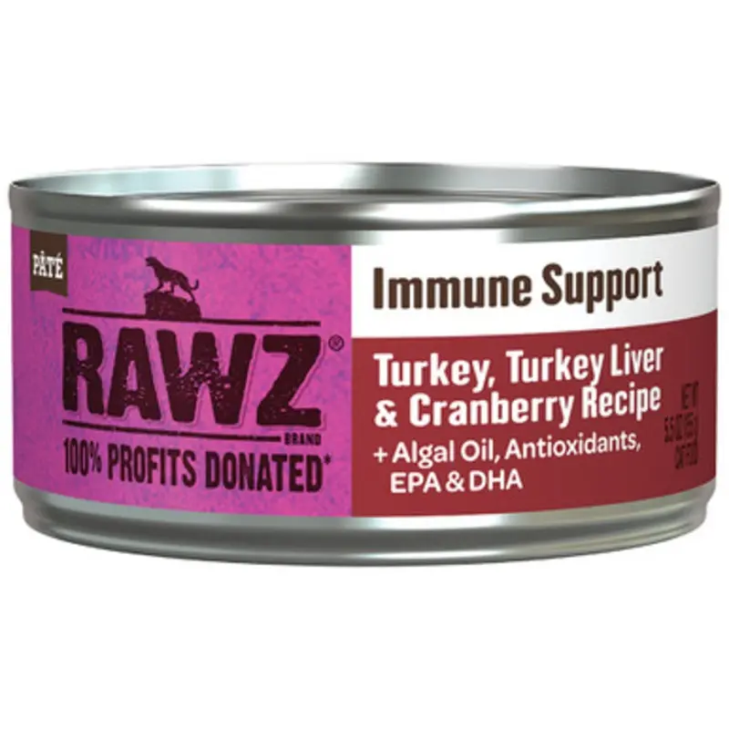 RAWZ Immune Support Turkey, Turkey Liver & Cranberry Recipe Canned Cat Food 5.5 oz