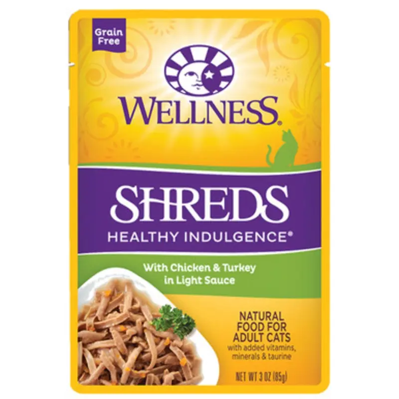 Wellness Shreds w/ Chicken & Turkey in Light Sauce Adult Wet Cat Food 3 oz