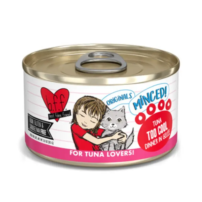 Weruva B.F.F. Originals Tuna Too Cool Dinner in Gele Minced Canned Cat Food 3 oz