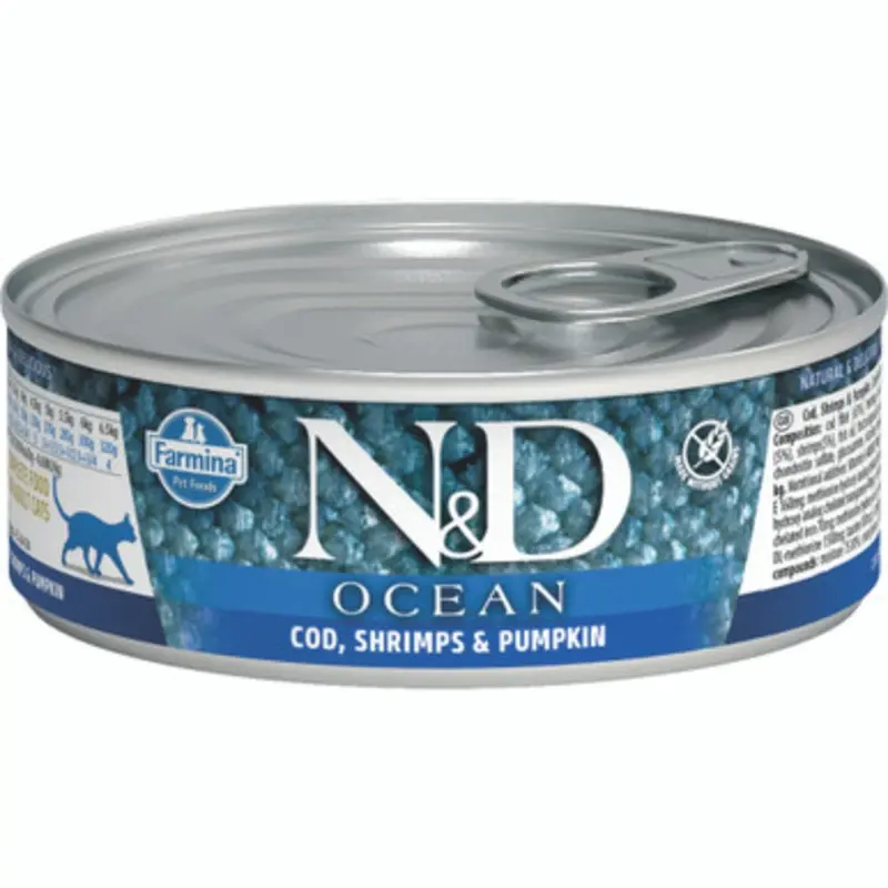 Farmina N&D Ocean Cod, Shrimp & Pumpkin Adult Canned Cat Food 2.8 oz