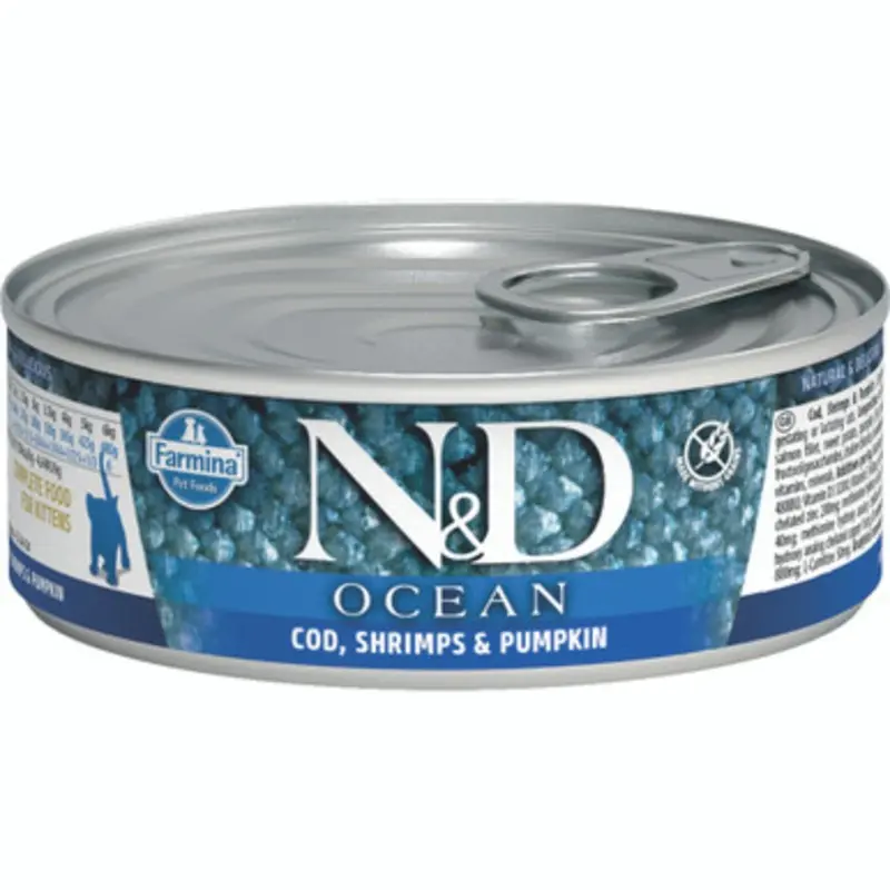Farmina N&D Ocean Cod, Shrimp & Pumpkin Kitten Canned Cat Food 2.8 oz