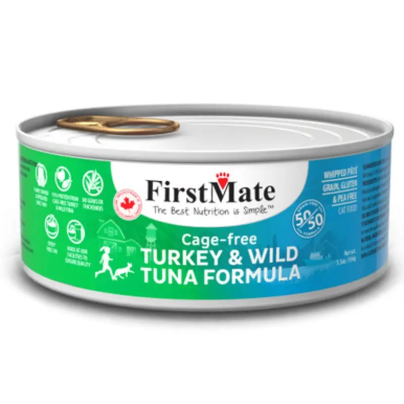 FirstMate 50/50 Cage-Free Turkey & Wild Tuna Formula Canned Cat Food 5.5 oz