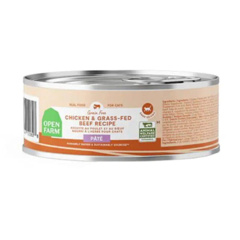 Open Farm Grain Free Chicken & Grass-Fed Beef Recipe Pate Canned Cat Food 2.8 oz