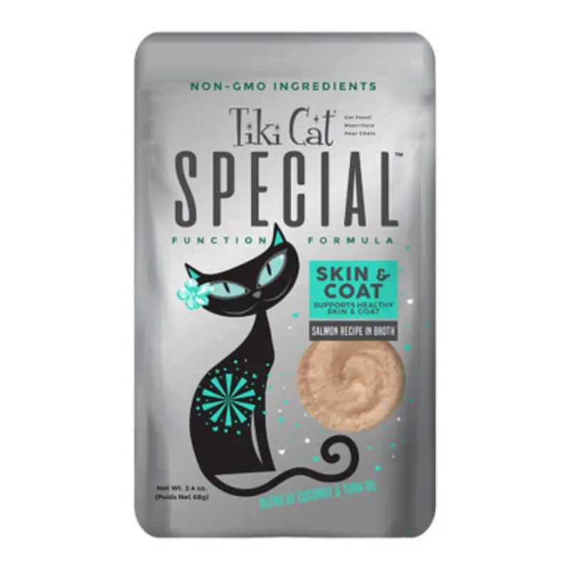 Tiki Cat Special Skin & Coat Salmon Recipe in Broth Wet Cat Food 2.4 oz