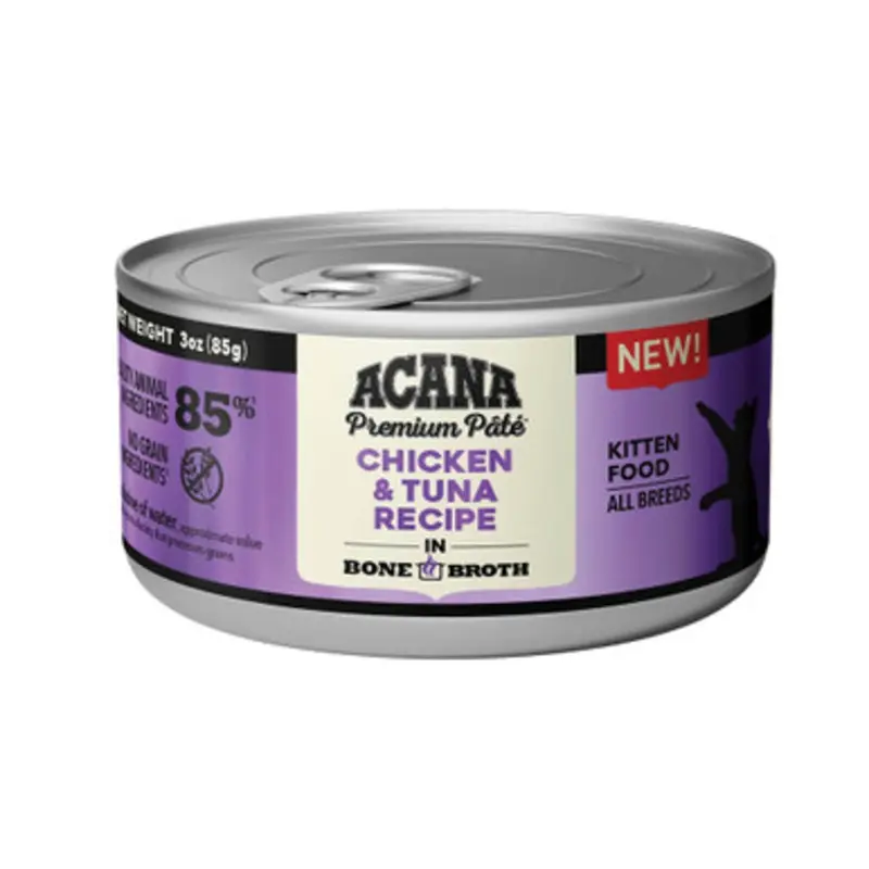 Acana Premium Pate Chicken & Tuna Recipe In Bone Broth Canned Kitten Food 3 oz