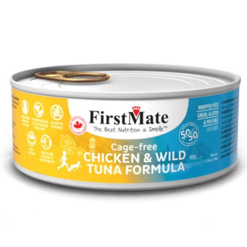 FirstMate 50/50 Cage-Free Chicken & Wild Tuna Formula Canned Cat Food 5.5 oz
