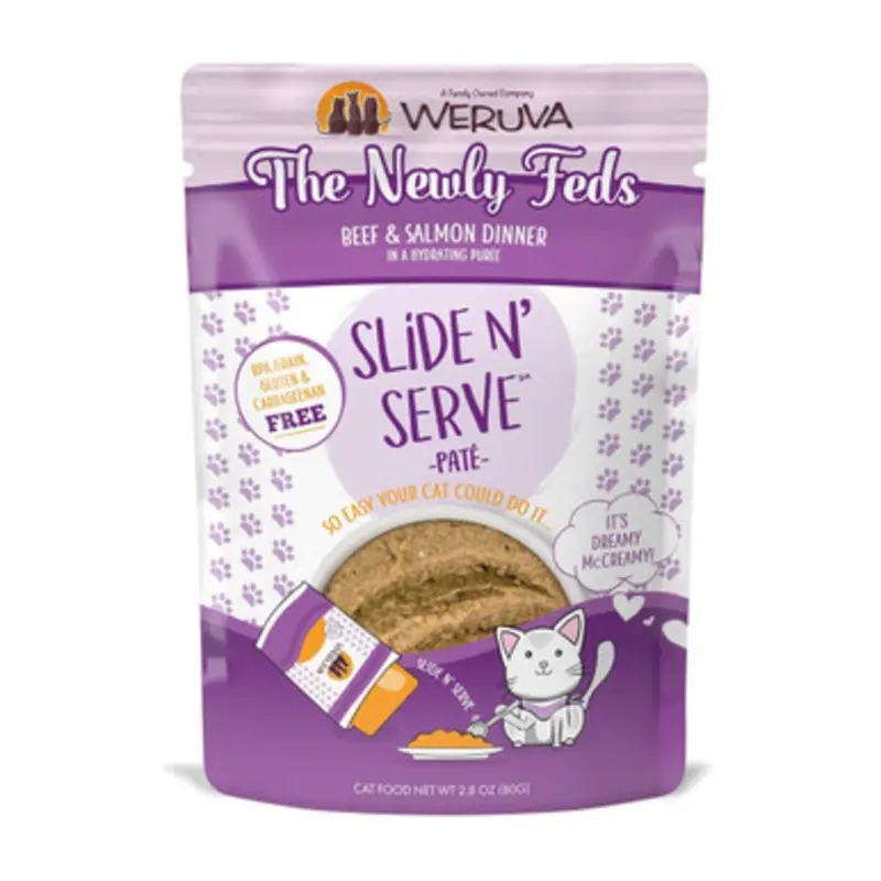 Slide N' Serve The Newly Feds Beef & Salmon Dinner Wet Cat Food 2.8 oz
