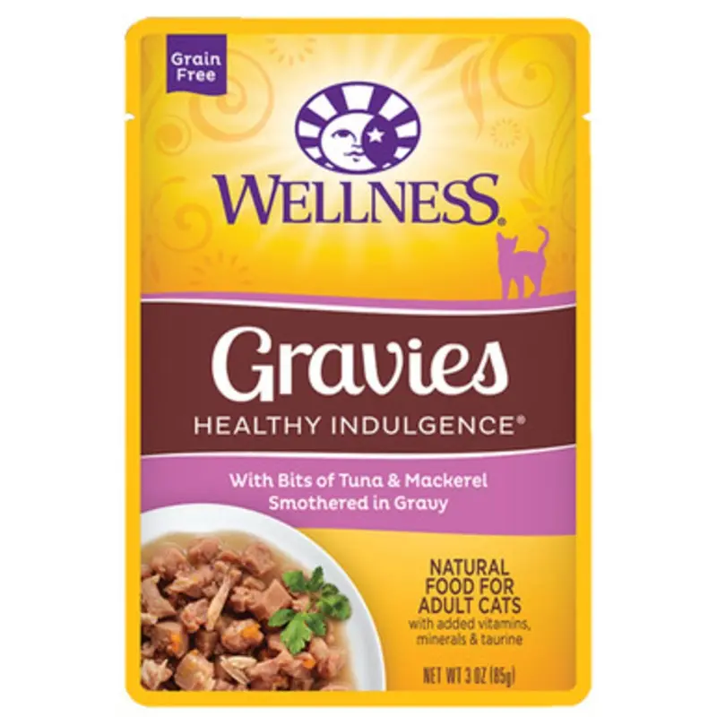 Wellness Gravies w/ Bits of Tuna & Mackerel Smothered in Gravy Adult Wet Cat Food 3 oz