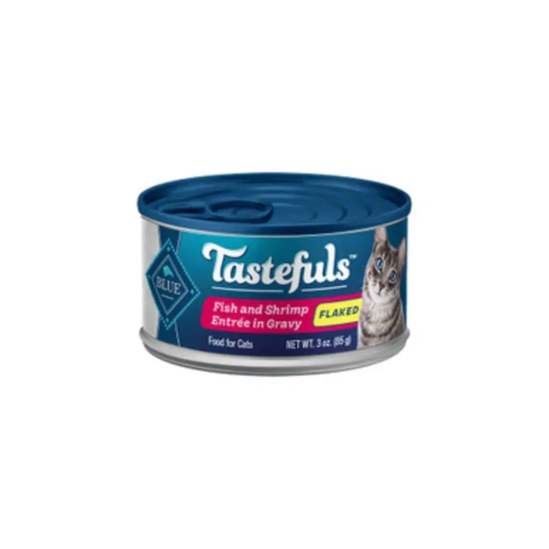Blue Tastefuls Flaked Fish & Shrimp Entree in Gravy Canned Cat Food 3 oz