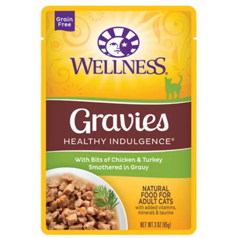 Wellness Gravies w/ Bits of Chicken & Turkey Smothered in Gravy Adult Wet Cat Food 3 oz