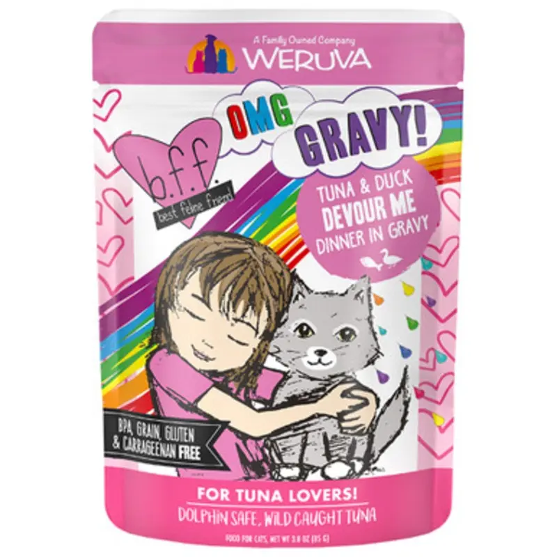 Weruva B.F.F. OMG Tuna & Duck Devour Me Dinner in Gravy Wet Cat Food 3 oz