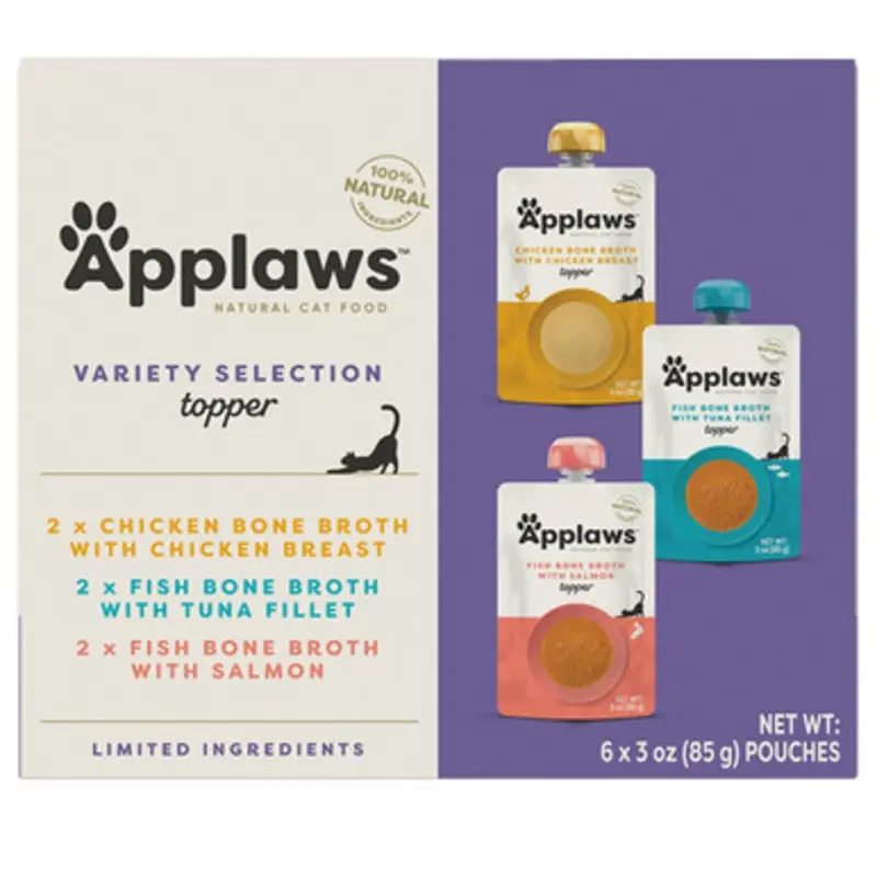 Applaws Bone Broth Variety Selection Cat Food Topper 3 oz - 6 pk