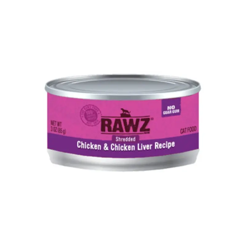 RAWZ Shredded Chicken & Chicken Liver Recipe Adult Canned Cat Food 3 oz