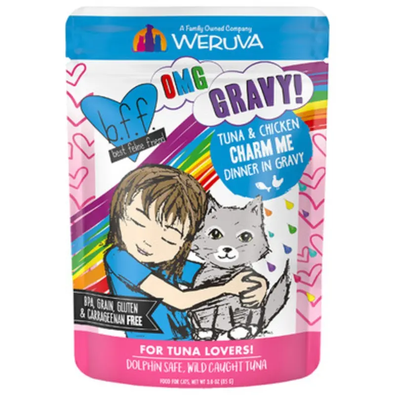 Weruva B.F.F. OMG Tuna & Chicken Charm Me Dinner in Gravy Wet Cat Food 3 oz