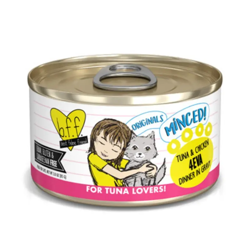 Weruva B.F.F. Originals Tuna & Chicken 4EVA Dinner in Gravy Minced Canned Cat Food 3 oz