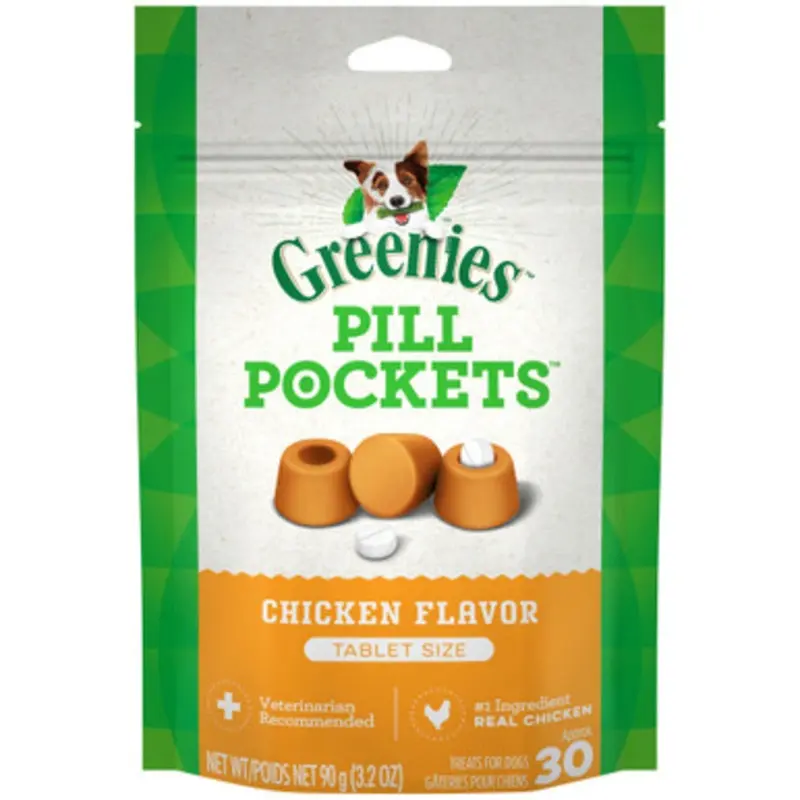 Greenies Original Pill Pockets Chicken Flavor Dog Treats 3.2 oz Bag for Tablets