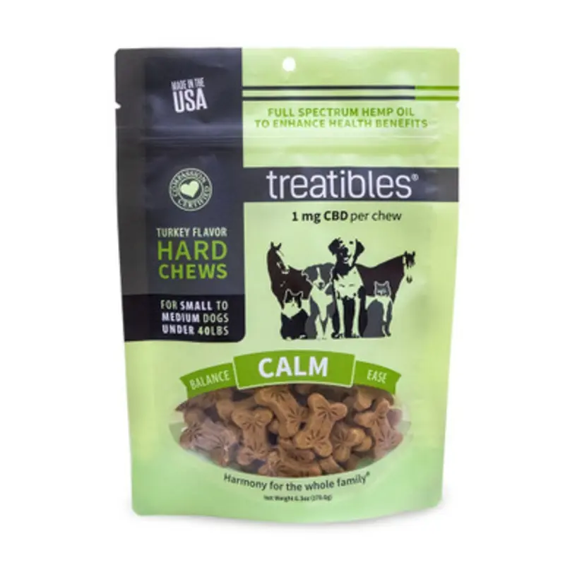 Treatibles Calm Full Spectrum Hemp Oil Hard Chews for Small to Medium Dogs 6.0 oz