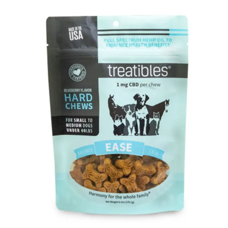 Treatibles Ease Full Spectrum Hemp Oil Hard Chews for Small to Medium Dogs 6.0 oz