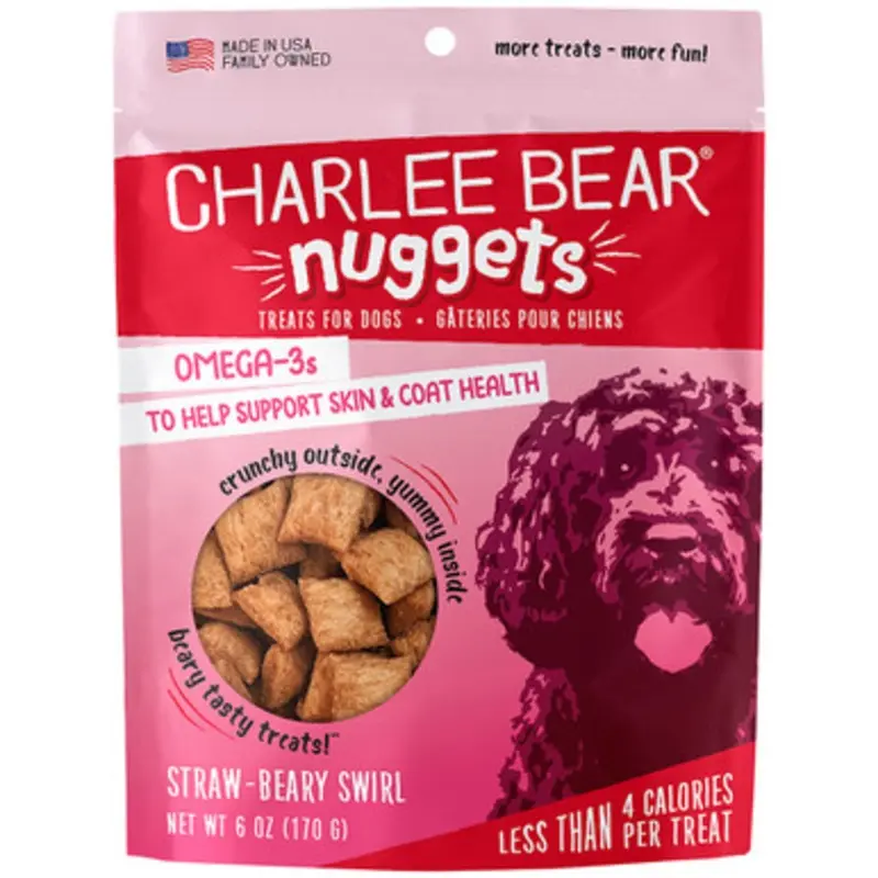 Charlee Bear Nuggets Straw-Beary Swirl Crunchy Dog Treats 6 oz