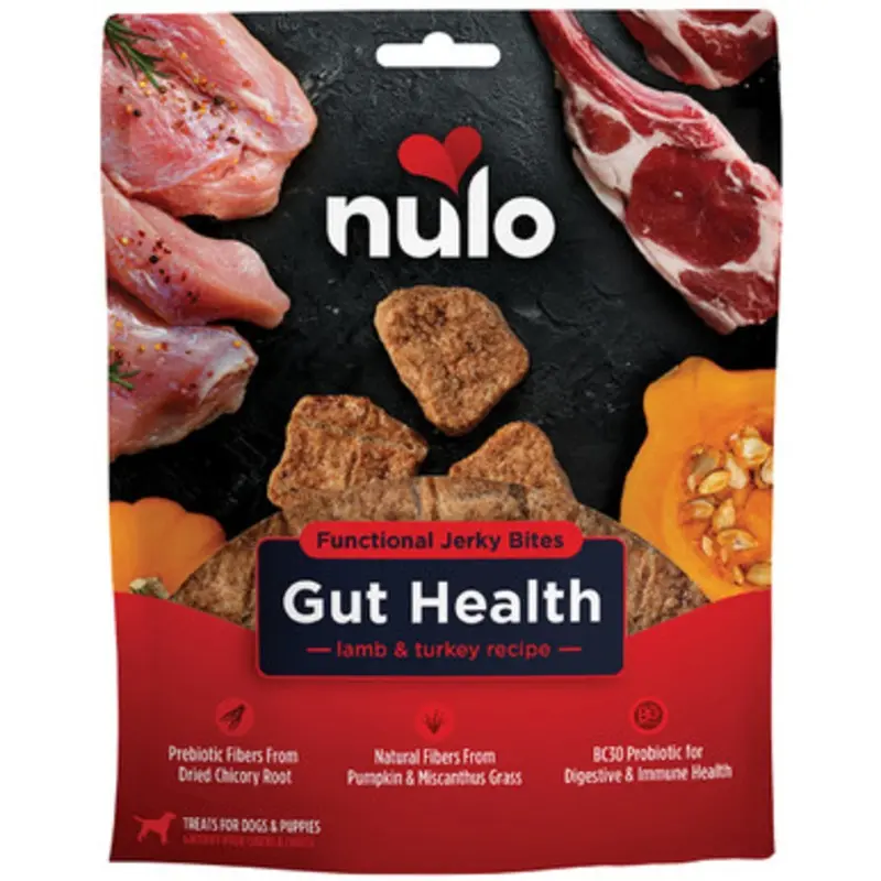 Nulo Gut Health Lamb & Turkey Recipe Functional Jerky Bite Dog Treats 5 oz